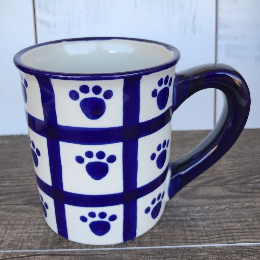Puppy Paws Blue Mug by Pet Rageous Hand Painted